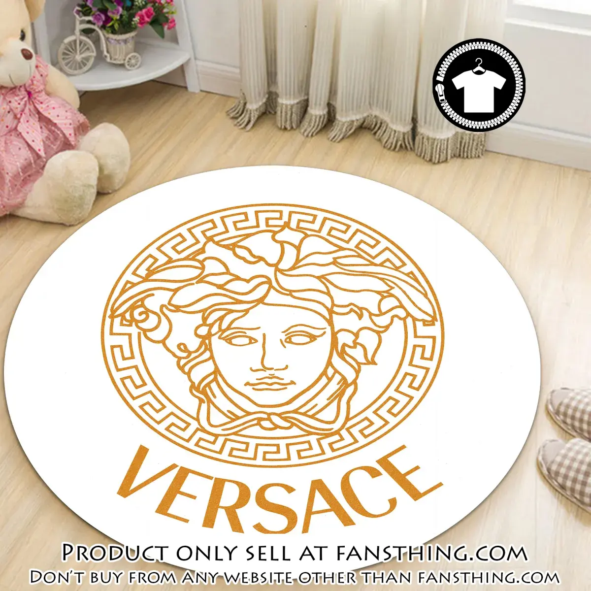 Versace medusa white luxury brand round rug carpet home decor fst5557334